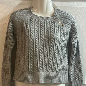 Abercrombie & Fitch Light Gray Sweater with Gold Buttons